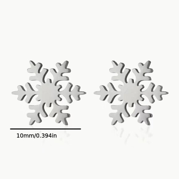 Snowflake Stainless Steel Stud Small Earrings 1 pair choose color #1147 - Picture 4 of 7